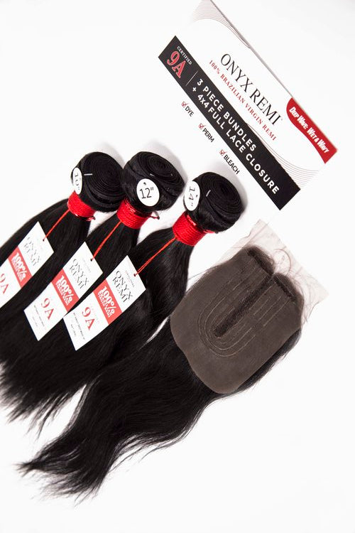 16"-18"-20" 3 Wet & Wavy Deep Wave Bundles 9A + 4" x 4" U-Shaped Lace Front Closure